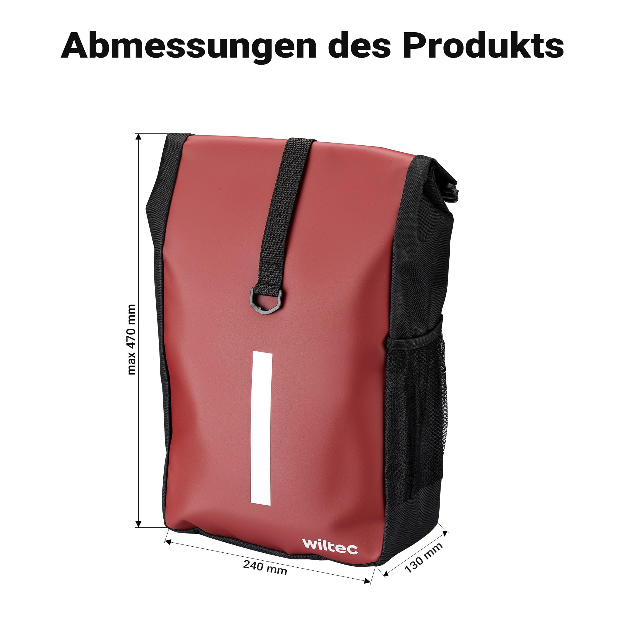 Wiltec Gepäckträgertasche rot, Fahrradtasche Gepäckträger 16 l Stauraum, Gepäcktasche mit Tragegurt, wasserresistente Fahrrad Tasche Sport & Freizeit