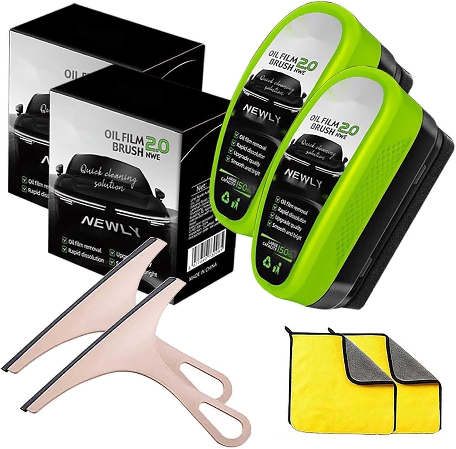 Auto Glass Cleaning Brush, Oil Film Removal Tool, Suitable For Car Windows & Rearview Mirrors(2pcs)