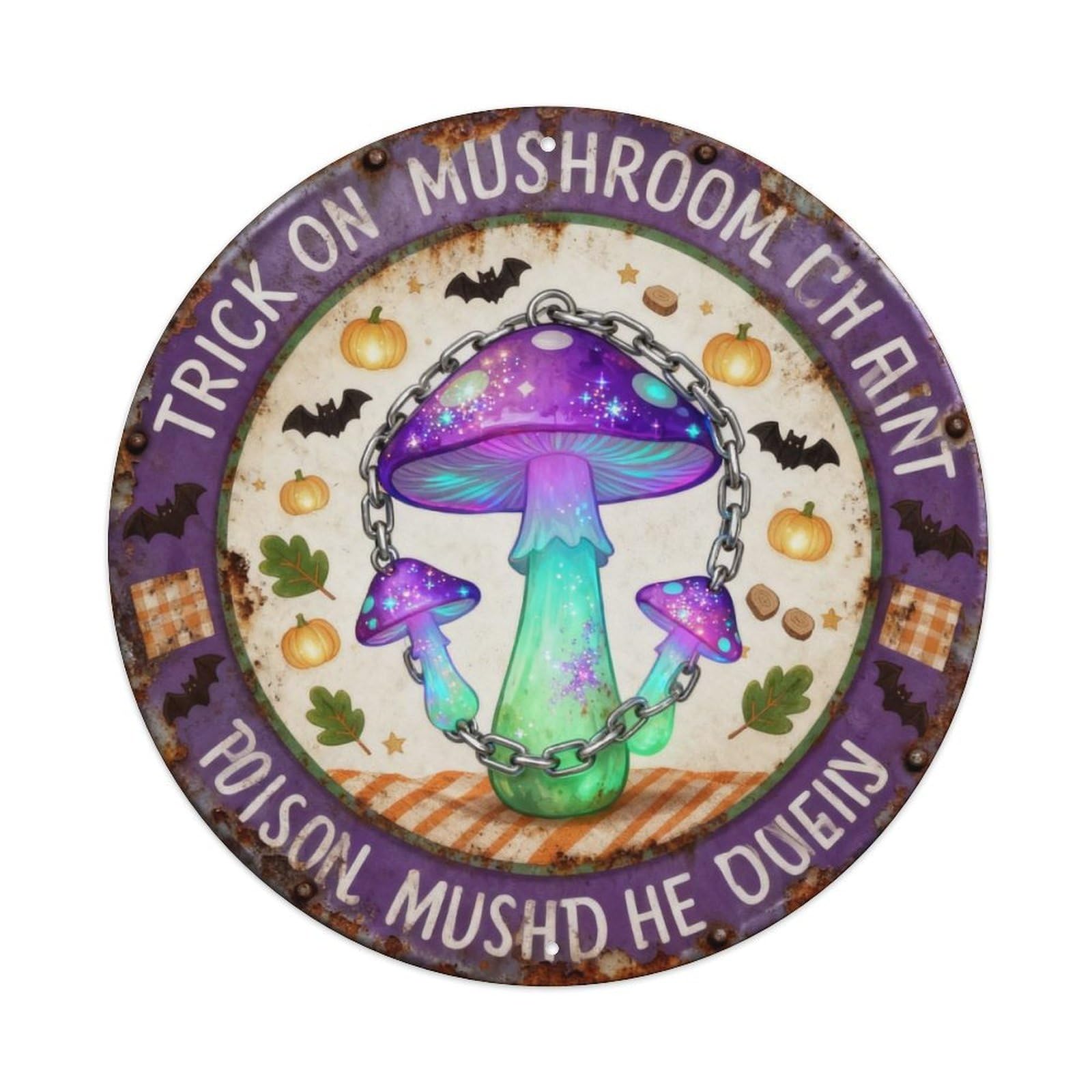 Poison Mushroom Chain Metal Tin Sign Plaque