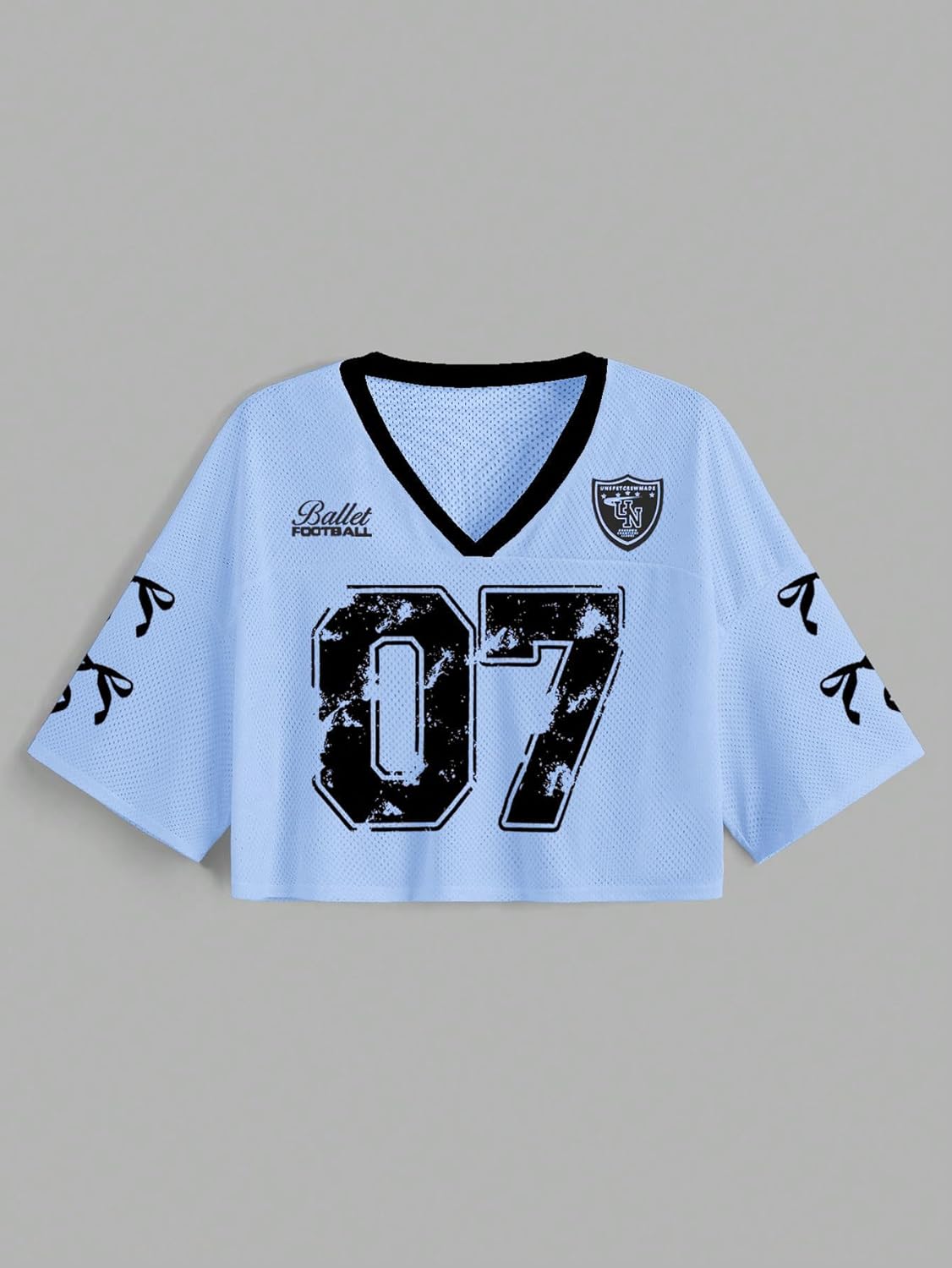 Jersey Shirts for Women Number Print V Neck Mesh Cropped Jersey Y2k Oversized Tshirts Streetwear - Image 4