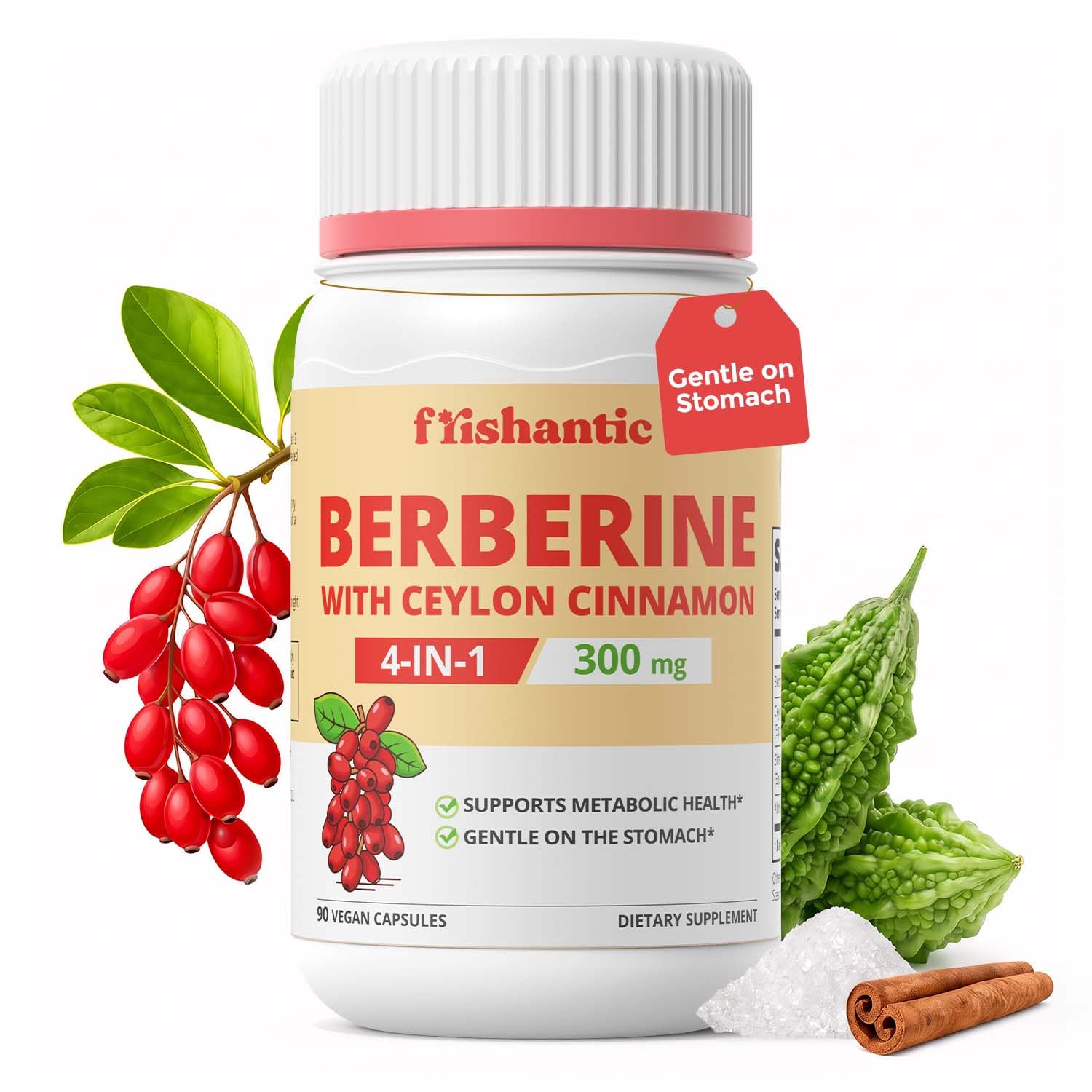 Berberine HCL with Ceylon Cinnamon 300mg 4-in-1, 45-Day Supply