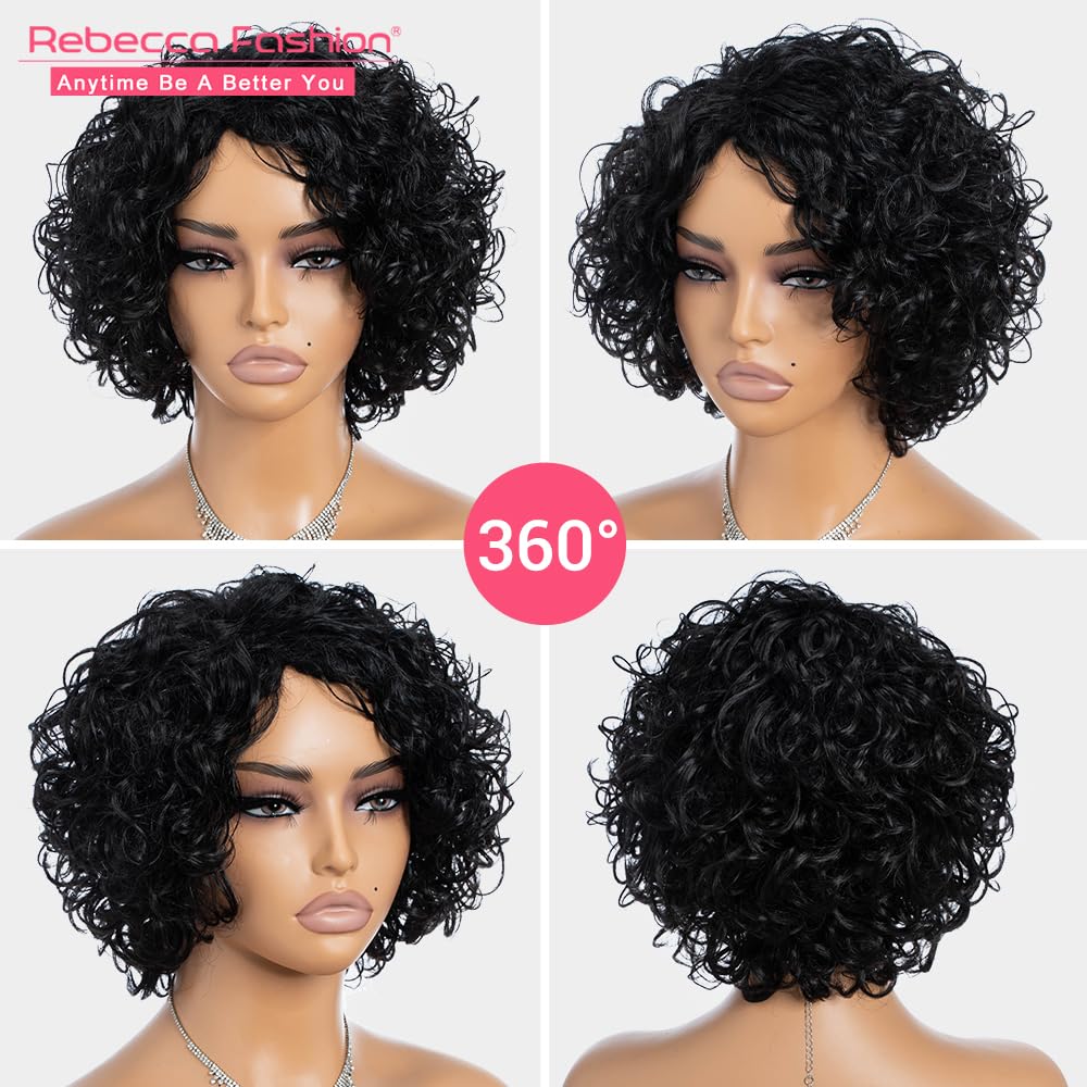 Amazon.com : Rebecca Fashion Short Curly Human Hair Wigs for  display picture 3