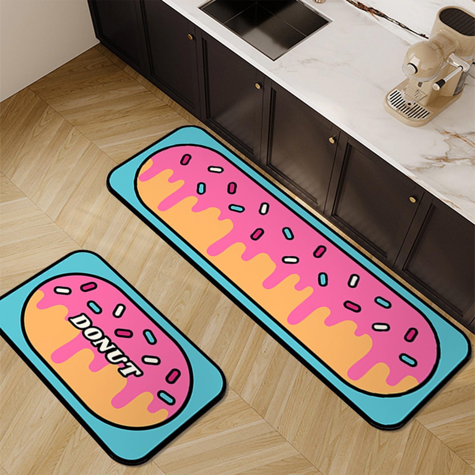 Alfombras de cocina antideslizantes y acolchadas con diseño Donut para esquinas de fregadero