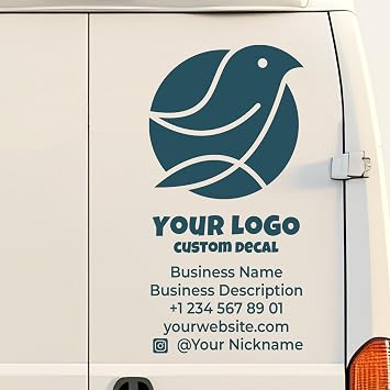 Business Stickers Customize Logo - Custom Vinyl Decals for Car, Truck, Van - Personalized Stickers with Logo and Contact Info