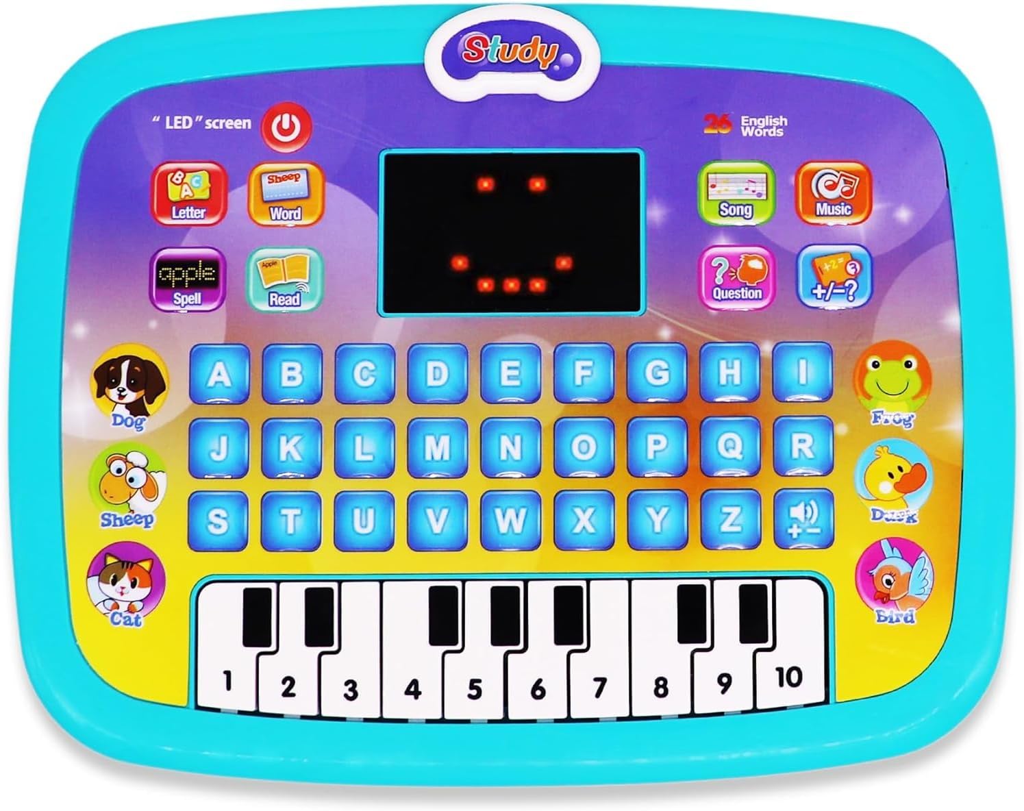 Educational Kids Laptop Tablet with Piano, LED Screen, Music, ABC, Numbers, Words Learning Activities for Toddlers (Green)