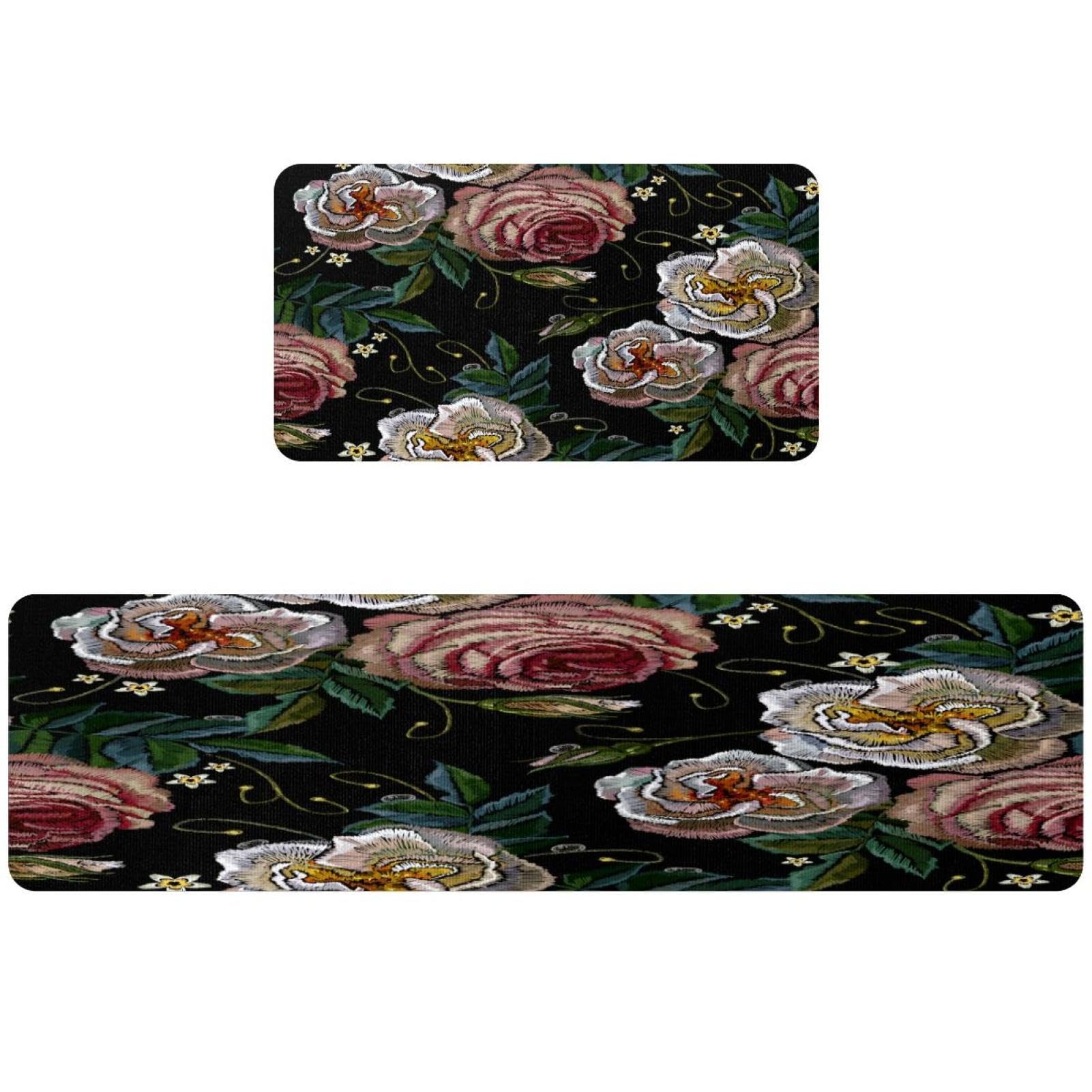 Alfombra absorbente para cocina y lavadero Evita resbalones con estas alfombrillas de rosas