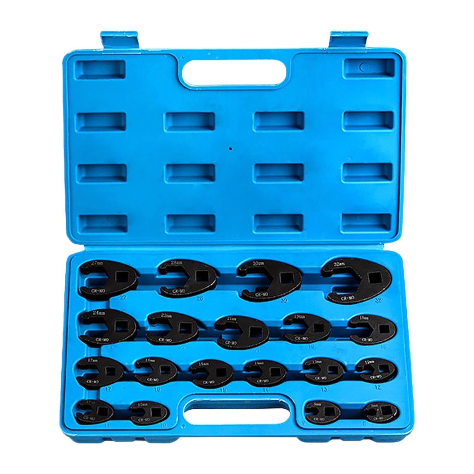 Set di 19 chiavi a tubo Crowfoot da 8-24 mm, set di chiavi a tubo aperte per dadi svasati professionali