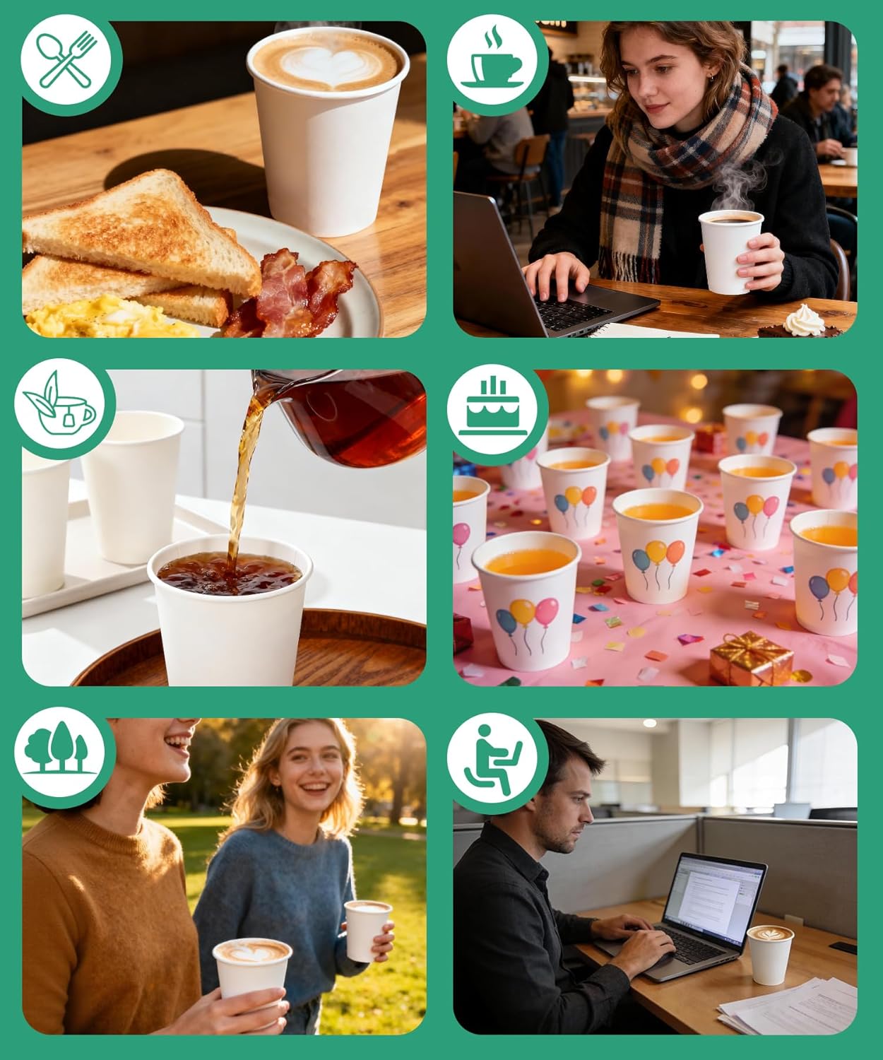 270 Pack 10 oz Disposable Paper Coffee Cups, White Paper Cups for Coffee and Water, Hot Drinking Cups for Party, Home, and Office - Image 7