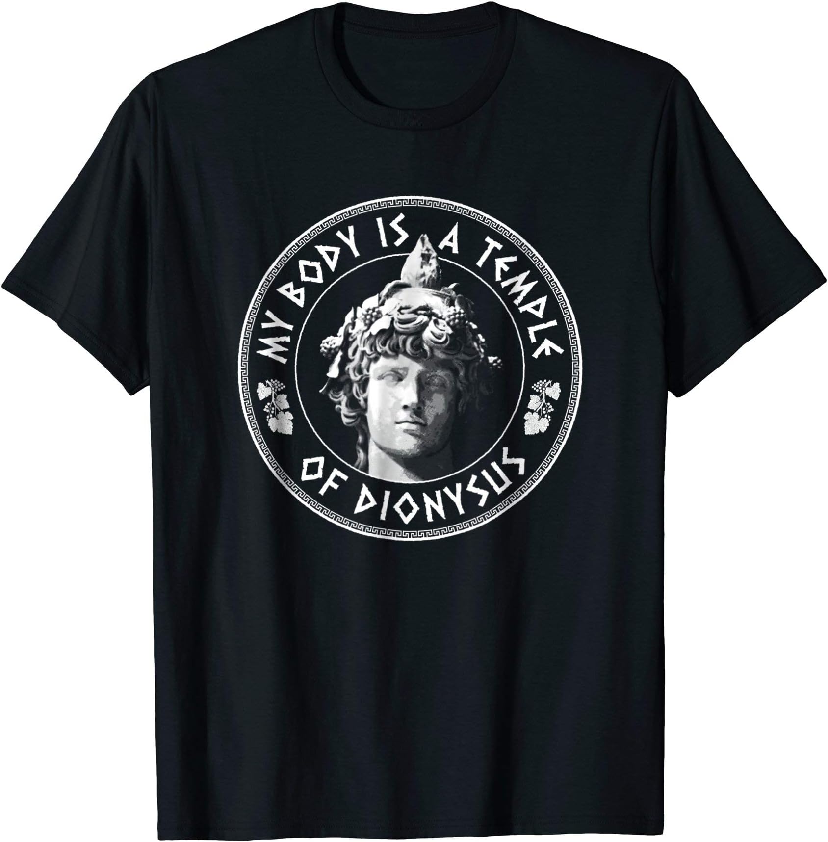 Dionysus retro gifts for philosophersMy Body Is A Temple Of Dionysus - Greek God T-ShirtOEKO-TEX STANDARD 100