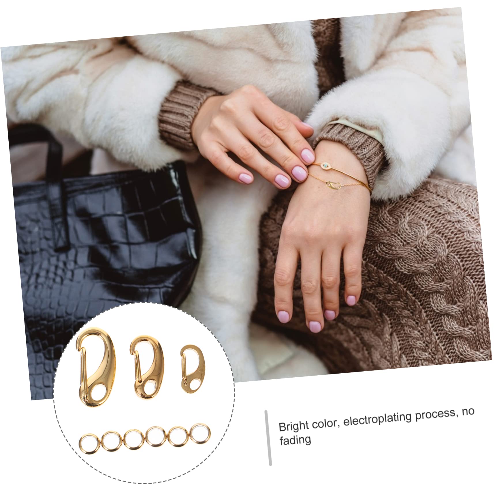 Yardwe 3Pcs Stainless Steel Pet Tag Clips with Quick Clip Split Load Hooks Rings Durable Harness Clip Ring for Easy Attachment of Dog Cat Id Tags