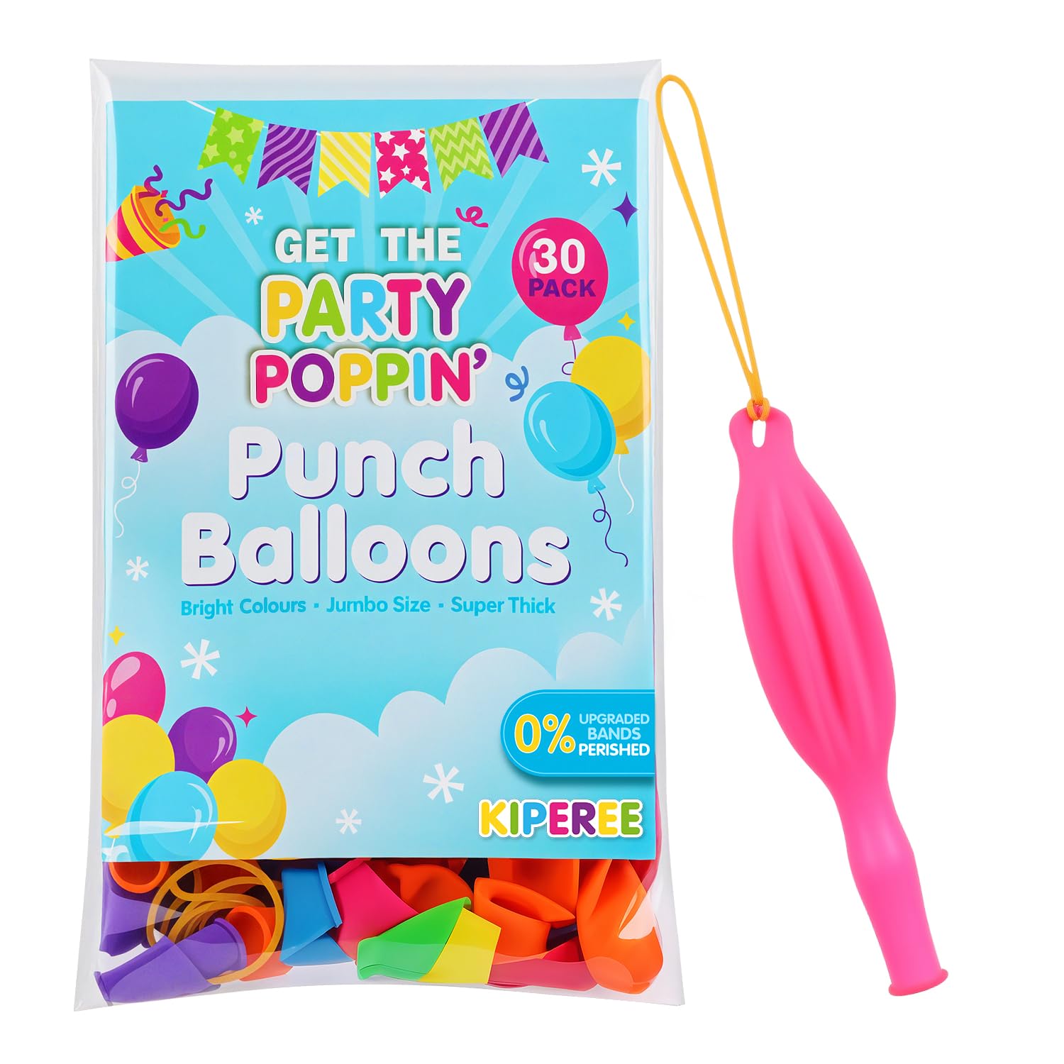 KIPEREE 30 Pack Punch Balloons for Kids – 0% Perished, 18 Inch Heavy Duty Balloon for Birthday Party Favors, Party Bag Fillers & Decorations