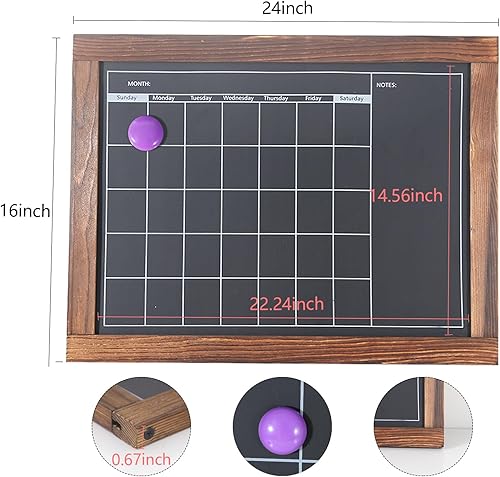 Miniatura 7 de Calendario magnético de pizarra de 16 x 24 pulgadas para pared de cocina, planificador reutilizable, calendario familiar de pizarra de tiza para