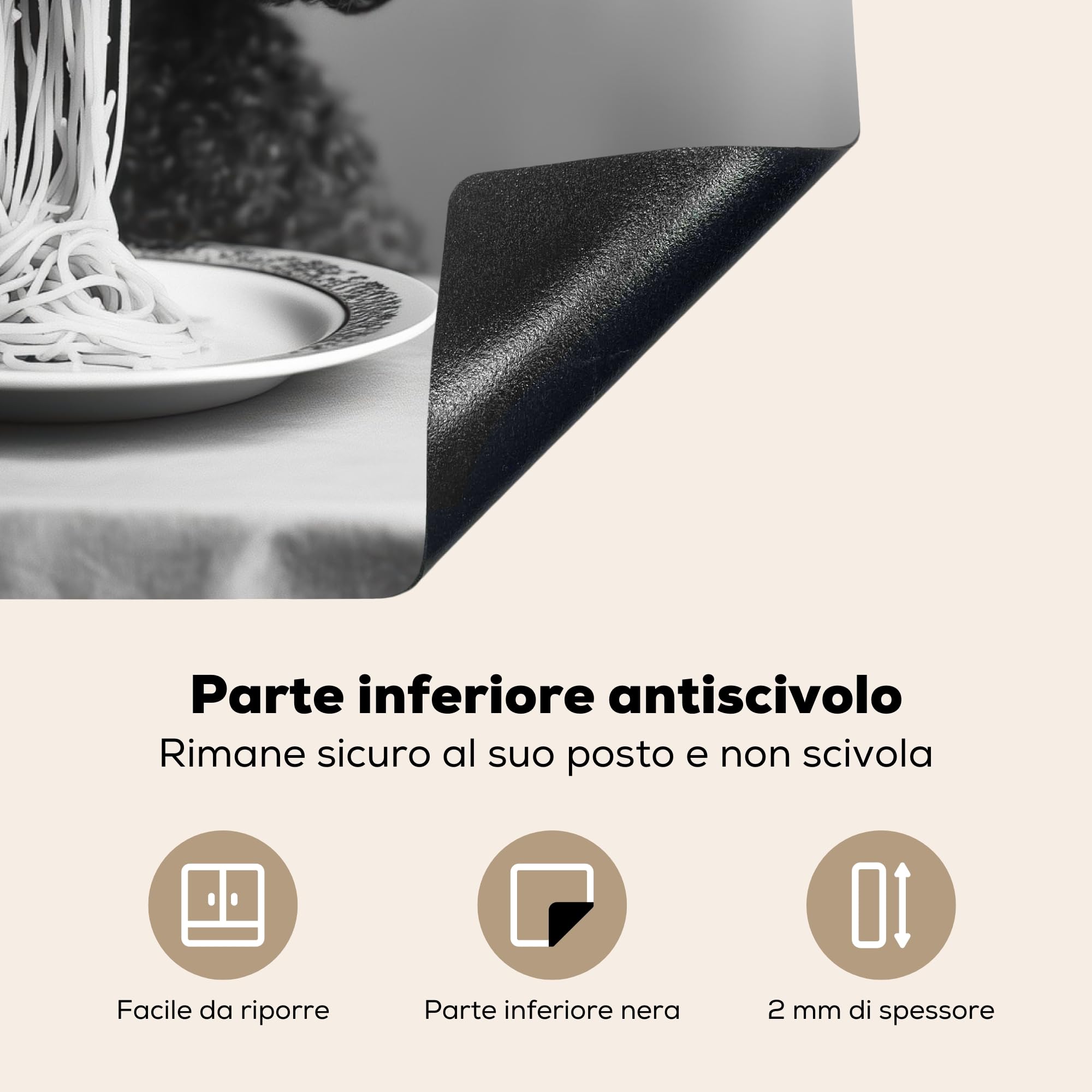KitchenYeah© Copri Piano Induzione 60x52 cm Cucina Coprifornelli Copertura Protezione Cottura Tutto per la Cucina Barboncino - Cane - Nero - Bianco - Carino - Pasta