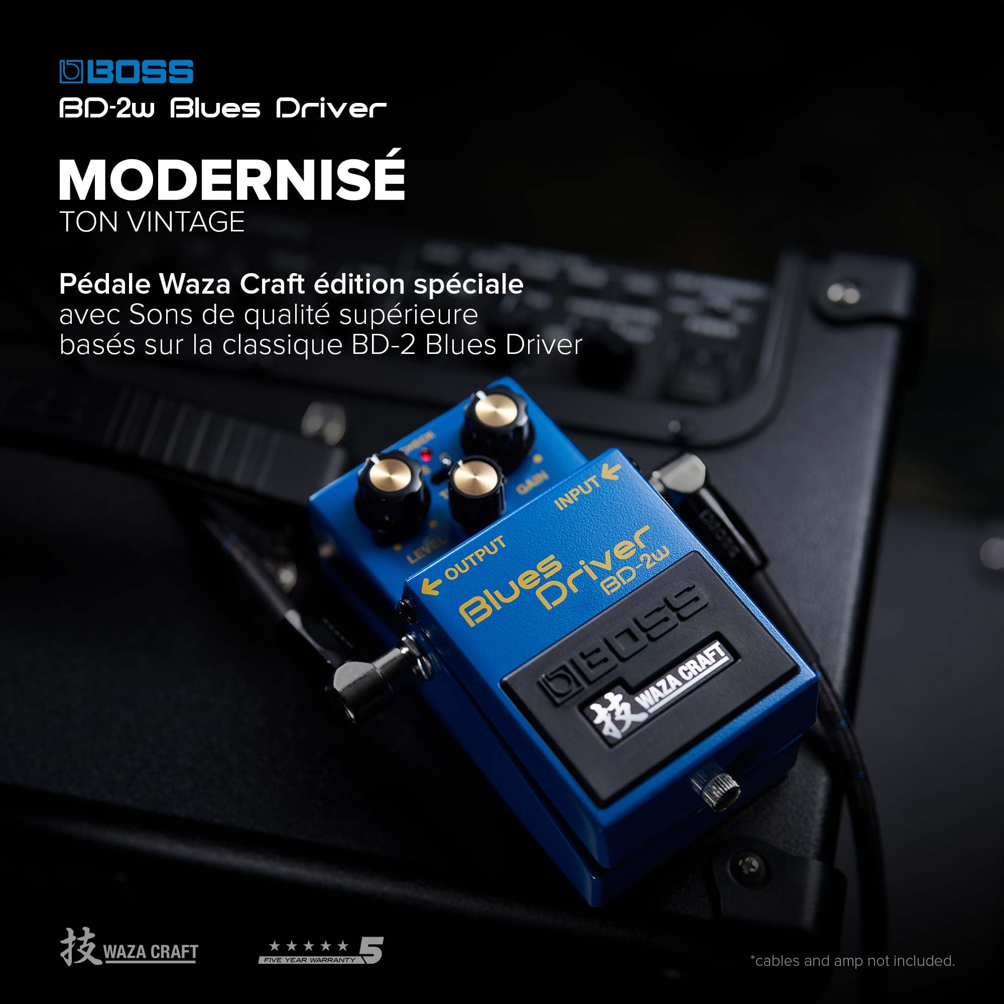 BD-2W Blues Driver BOSS | Pédale d'effet pour guitare Waza Craft premium avec circuit analogique | Reproduction fidèle de la légendaire BD-2 Blues Driver | Modes de jeu Standard & Custom