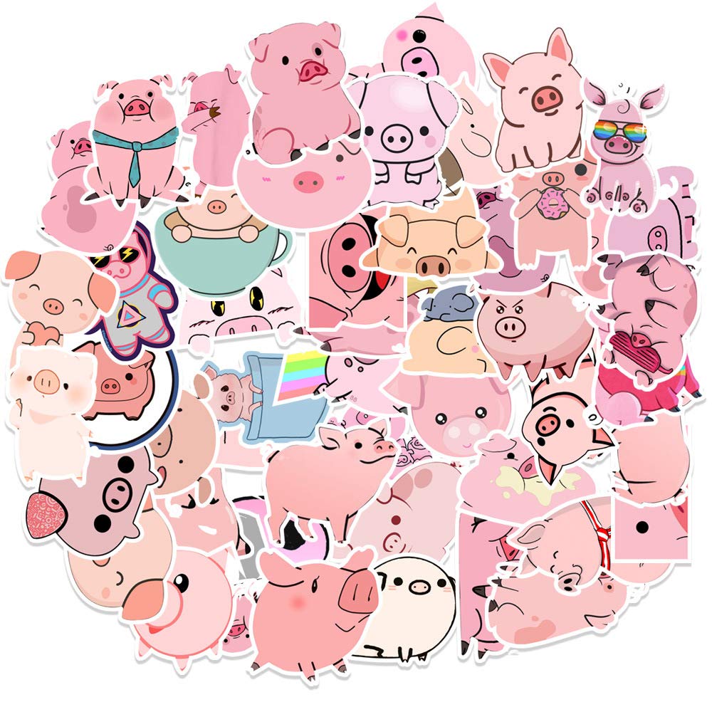 Bric Dodo Boys Pig 50Pcs Cute Lovely Pink Stickers Water Bottles Laptop Hydroflasks Phone Guitar Skateboard Car Computer ,Girls Kawaii Animal Vinyl Stickers Waterproof Aesthetic Trendy Decals For Teenskidsadults