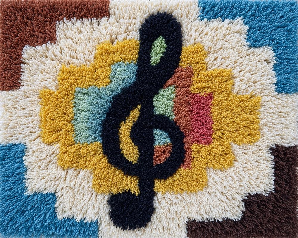Kitquiver Latch Hook Rug Kits for Adults Beginners,Musical Note,DIY Craft Doormat Carpet Making Kit Tapestry Gift Home Decorations 35X46In