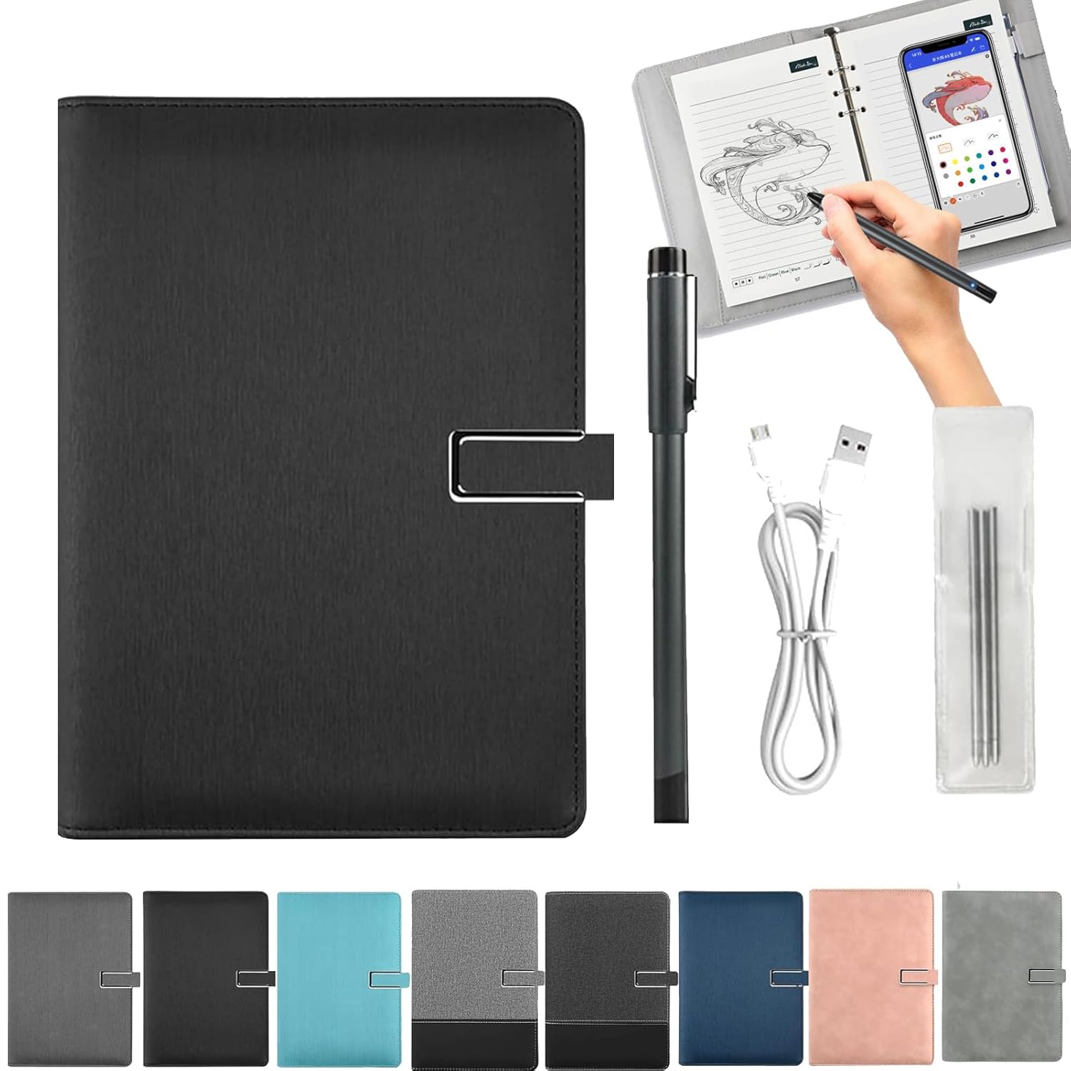 Tracify Pad – Tracify Pad Notebook, Tracify Pad Drawing, Tracify Note Pad,Tracify Smart Sync Pen and Notebook, Digital Notebook with Editable Text Conversion, Can Offline Storage (Black)