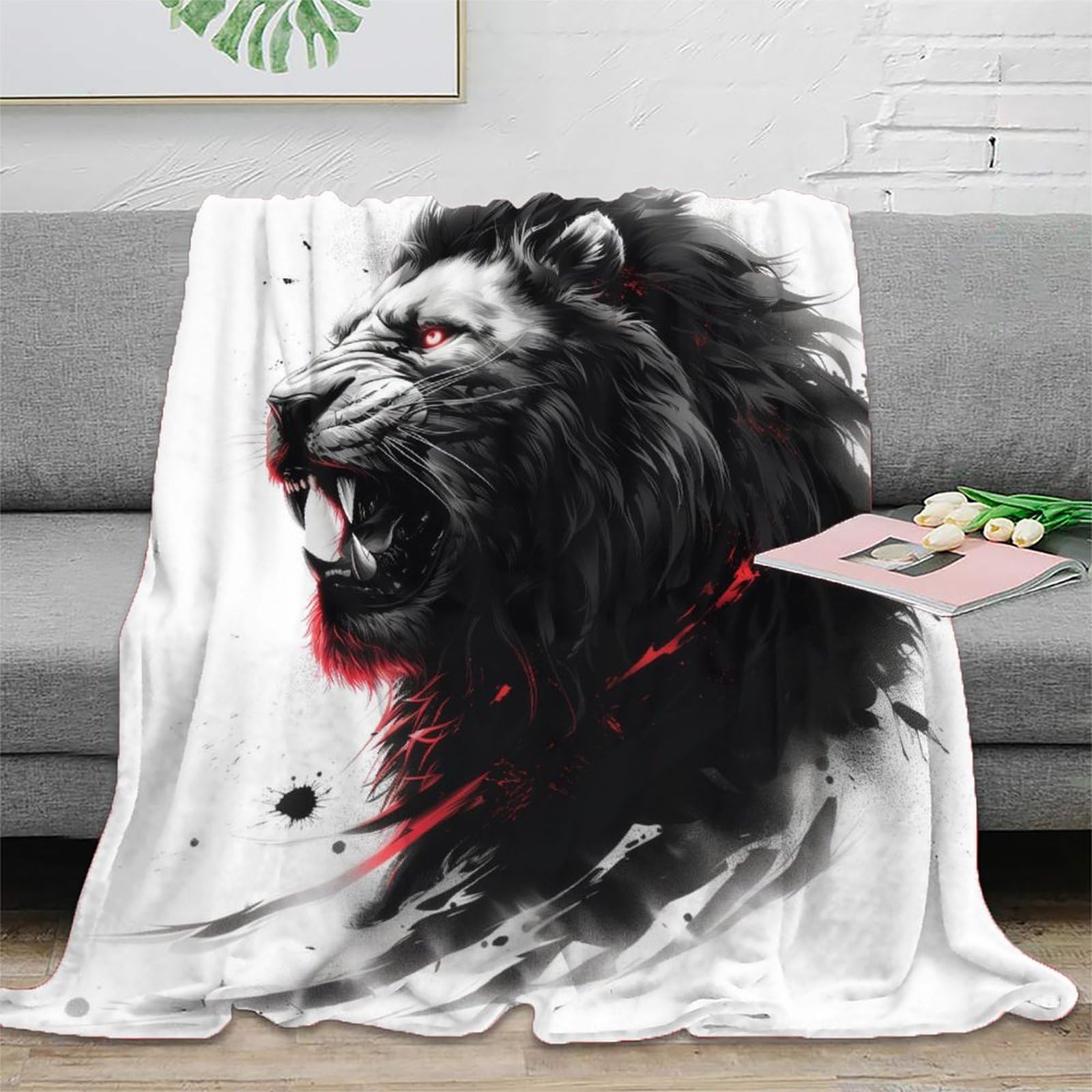 Nraopevvd Style-4 3D Printed Lion Blanket Soft And Warm Super Soft Cozy Fuzzy Warm Throws With Anti-Wrinkle/Anti-Tarnishing Lightweight For Sofa Bed Decor Bedroom Decor 50X60inch(127X152cm)