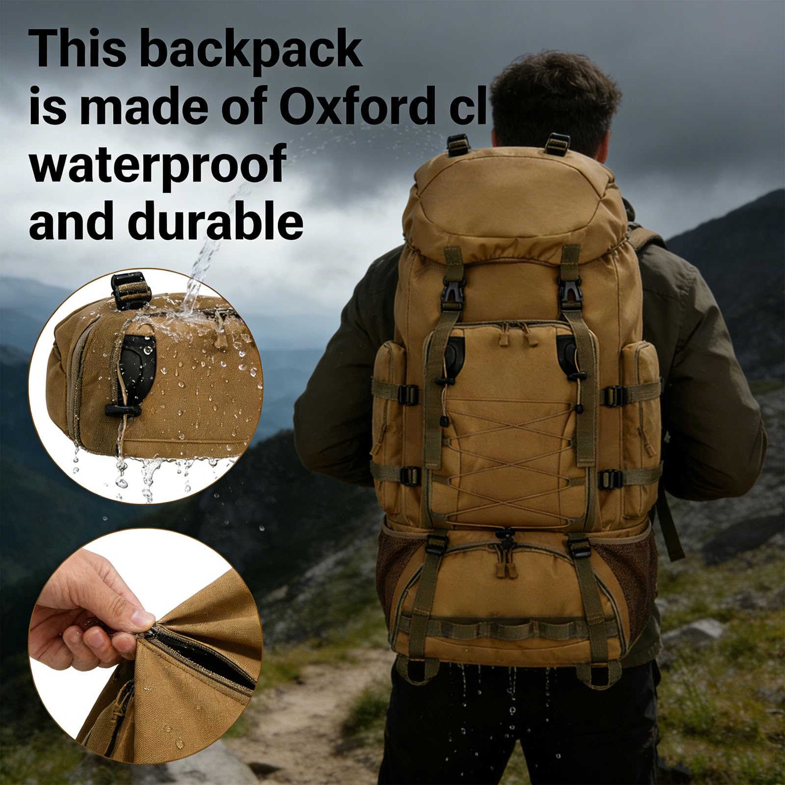 Zaino militare 90 l, zaino da trekking impermeabile, mimetico, zaino tattico da trekking, caccia, grande zaino da viaggio per uomo e donna