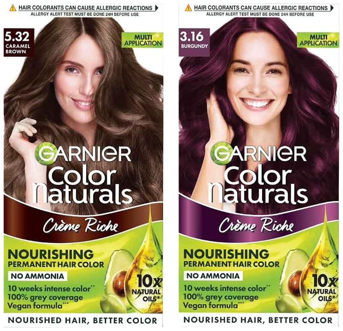 Garnier Color Naturals Crème hair color, Shade 5.32 Caramel Brown, 70ml + 60g & Garnier Color Naturals Crème hair color, Shade 3.16 Burgundy, 70ml + 60g-image-43