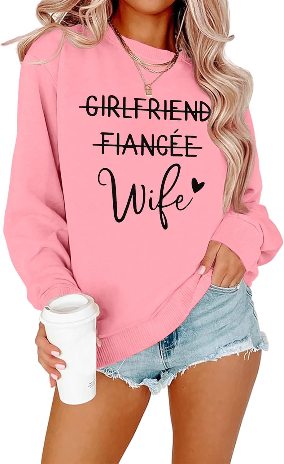 JINTING Wifey Sweatshirt for Women - Girlfriend Fiancee Wife Honeymoonin Bride to Be Engagement Gift Pullover