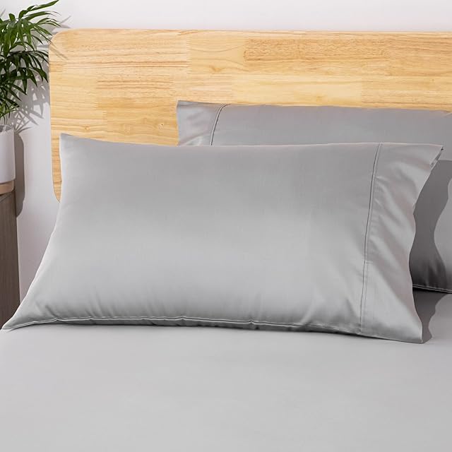 Ackly Bamboo Pillow Cases 2 Pack 50x75cm Size - 400 Thread Count, Soft and Cool Grey Pillowcases 2 pack Hypoallergenic Pillow Covers - Extra Deep Inner Flap and Envelope Closure Pillow cases
