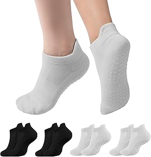 BuyChic 4 Pairs Non Slip Pilates Socks for Women Yoga Socks with Grippers for Workout