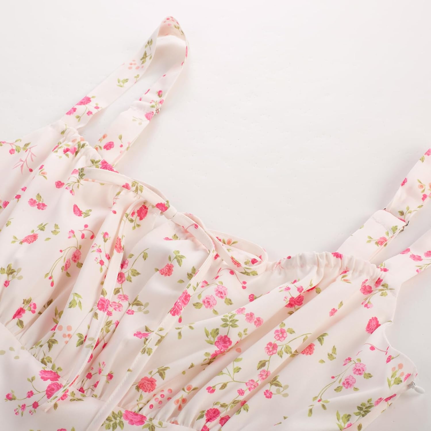 SCARLET DARKNESS Floral Mini Corset Dress for Women Teen 2026 Summer Spring Flowy A-Line Sundress with Pockets - Image 3