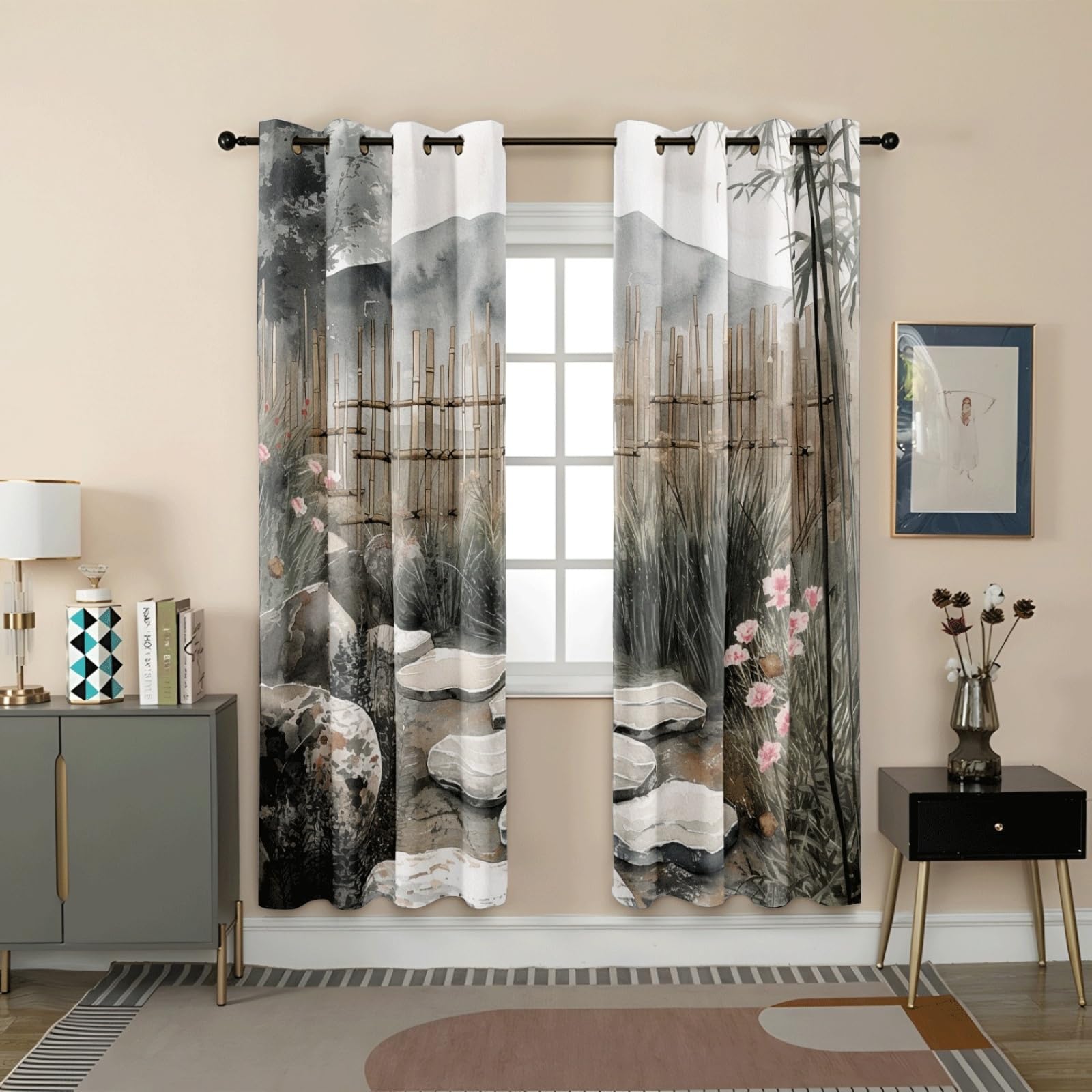 Curtain Braun Grau Rosa Gardinen Blackout Curtain Polyester Vorhang mit Ösen Waschbar Vorhänge Living Room Verdunklungsvorhänge Schlafzimmer Gardienen Vorhang Blickdicht 2x100x240cm