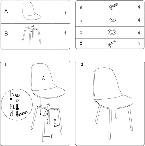Miniatura 7 de CangLong - Silla de respaldo y asiento acojinado para silla, comedor. Marrón oscuro,Negro -,Mesa gris claro + 4 sillas marrón oscuro