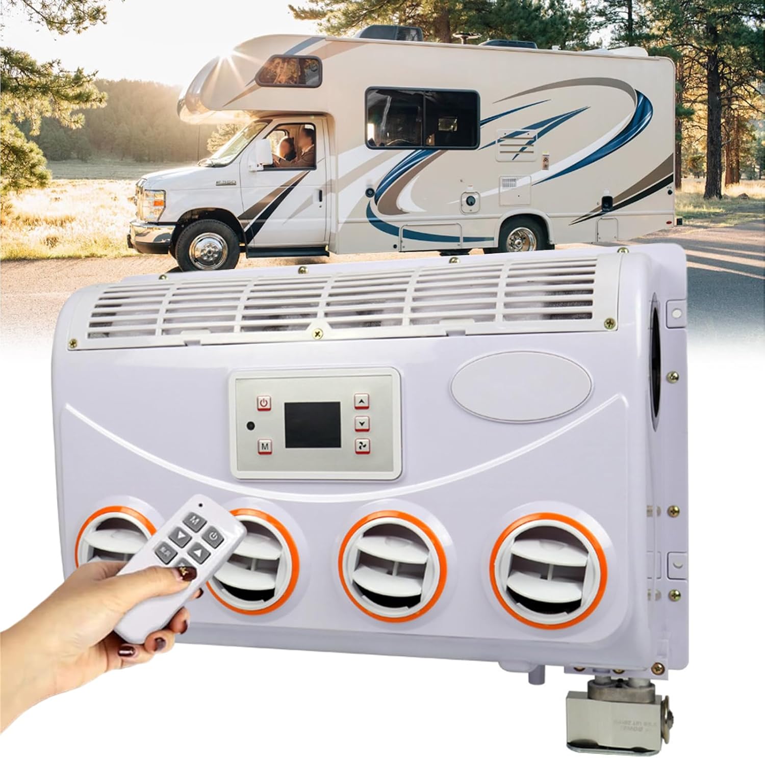 RV Rooftop Air Conditioner, Parking Air Conditioning,Parking Cooling Equipment,for Motorhomes, Excavators, Vans (12V)