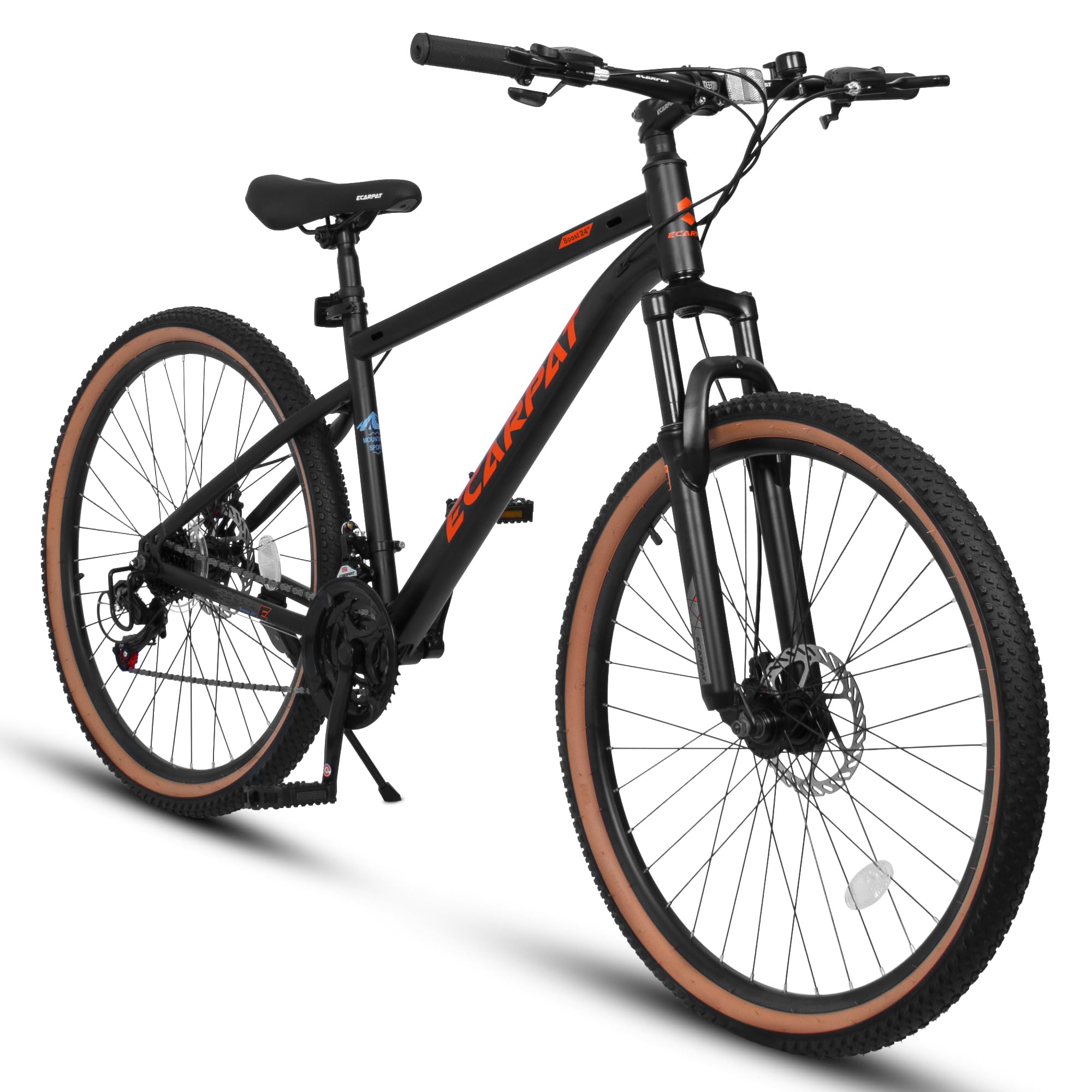 Ecarpat 24/26/27.5 Inch Wheel Mountain Bike, 21 Speed MTB Bike with Full/Front Suspension, Steel Frame and Dual Disc Brakes, Adult Mens Outdoor Cycling Mountain Bicycle