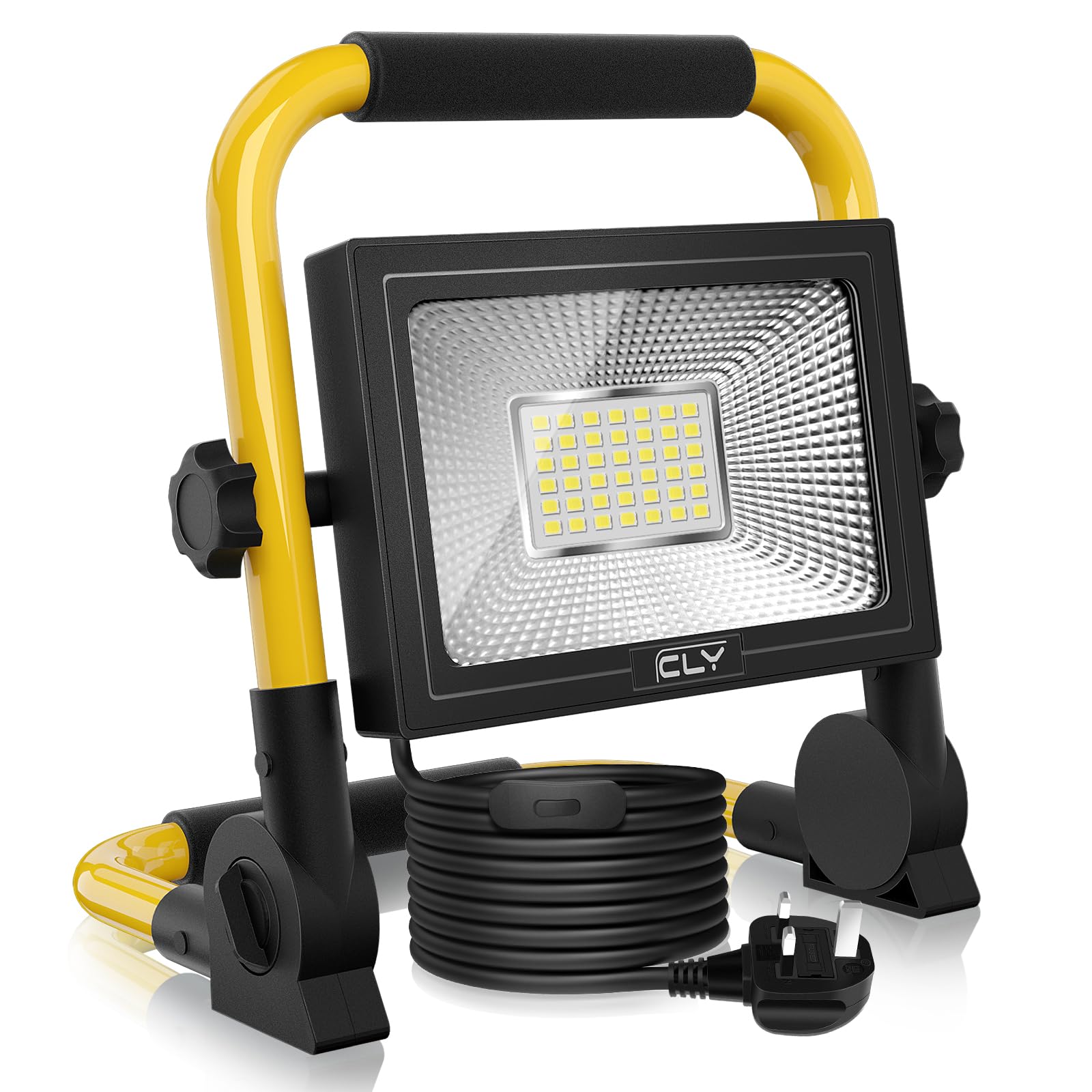35W LED Work Light 3000LM, Job Site Lights, Plug in Folding Flood Light, Portable Stand Work Lights Floodlight for Car Repairing Home Workshop Garage, 6500K Cold White 3.5M Wire with Plug