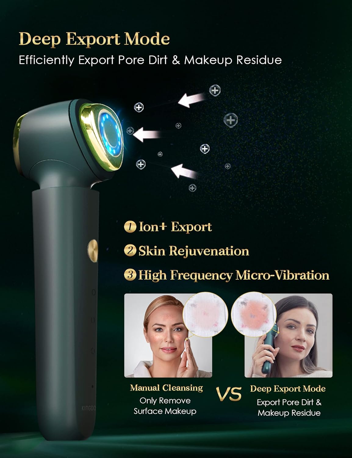 KINGDO 8 in 1 Skin Tightening Facial Machine,24K Gold Plated Face Massager, Skin Rejuvenation Device for Anti Aging/Face Lifting Firming/Makeup Removal/Wrinkle Removing/Skin Care Beauty Device : Beauty & Personal Care