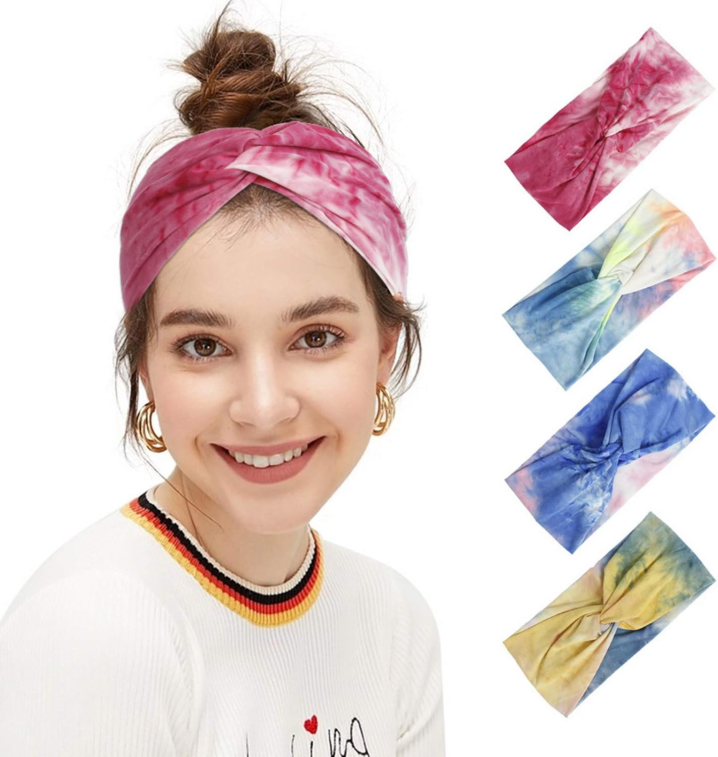 EzonYanGo 5 PCS Headbands for Women Tie Dye Elastic Headbands Non Slip