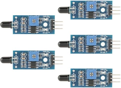 5pcs IR Flame Sensor Module, Fire Detection Detector Sensor Flame Sensing Relay Module for Detecting Flame, IR Sensor Module Compatible with Smart Car Robot