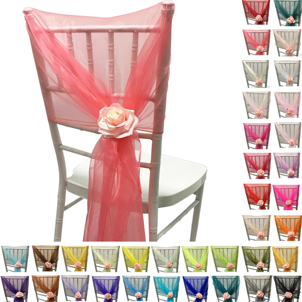 Time to Sparkle 10pcs 65cm X 275cm Organza Sash Hood Sash Chair Cover — image 1
