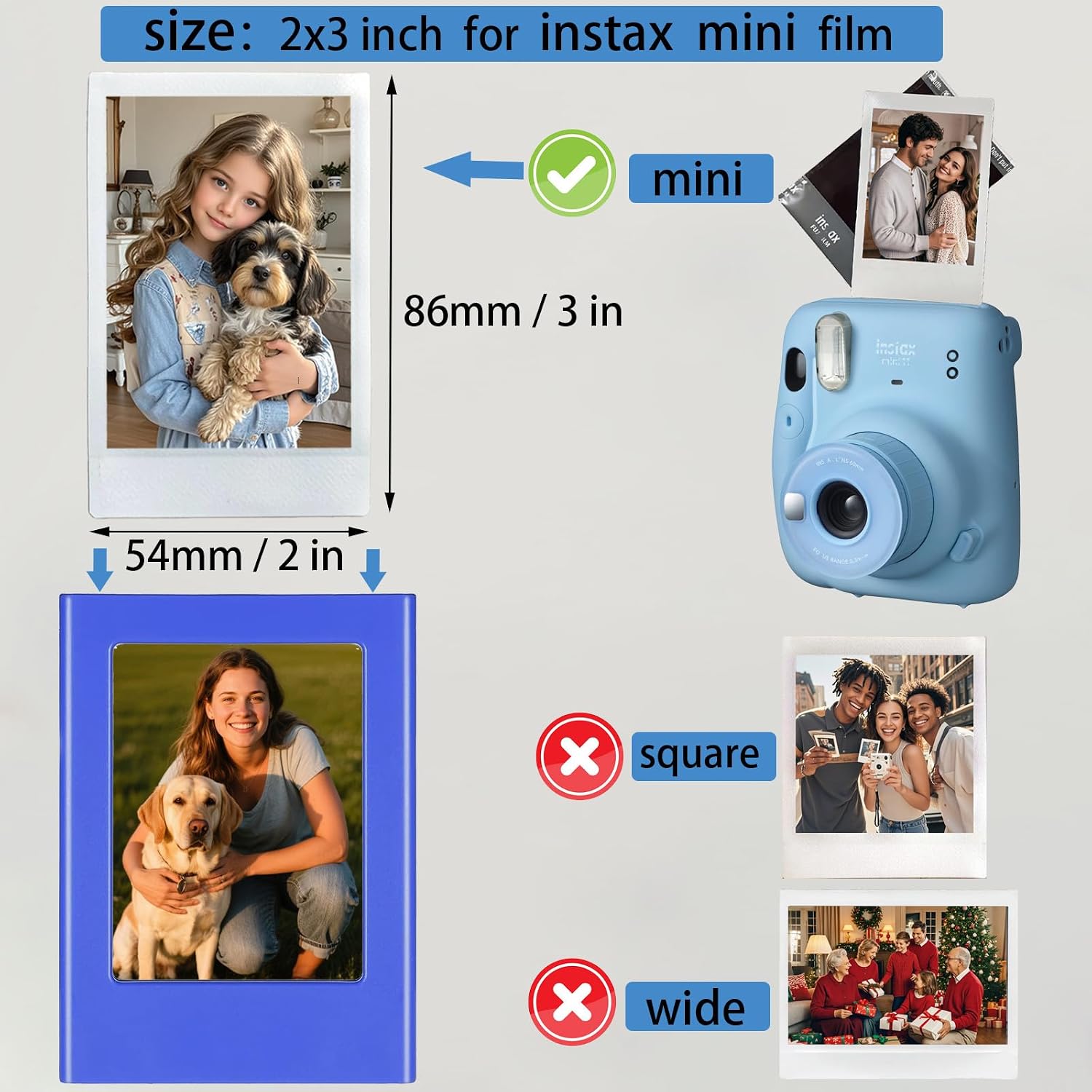 10 Pack Magnetic 2x3 Picture Frames For Fujifilm Instax Mini Film, Cute Multiple Colorful Tiny Small 2 by 3 Inch Collage Photo Display Bulk Set For Refrigerator