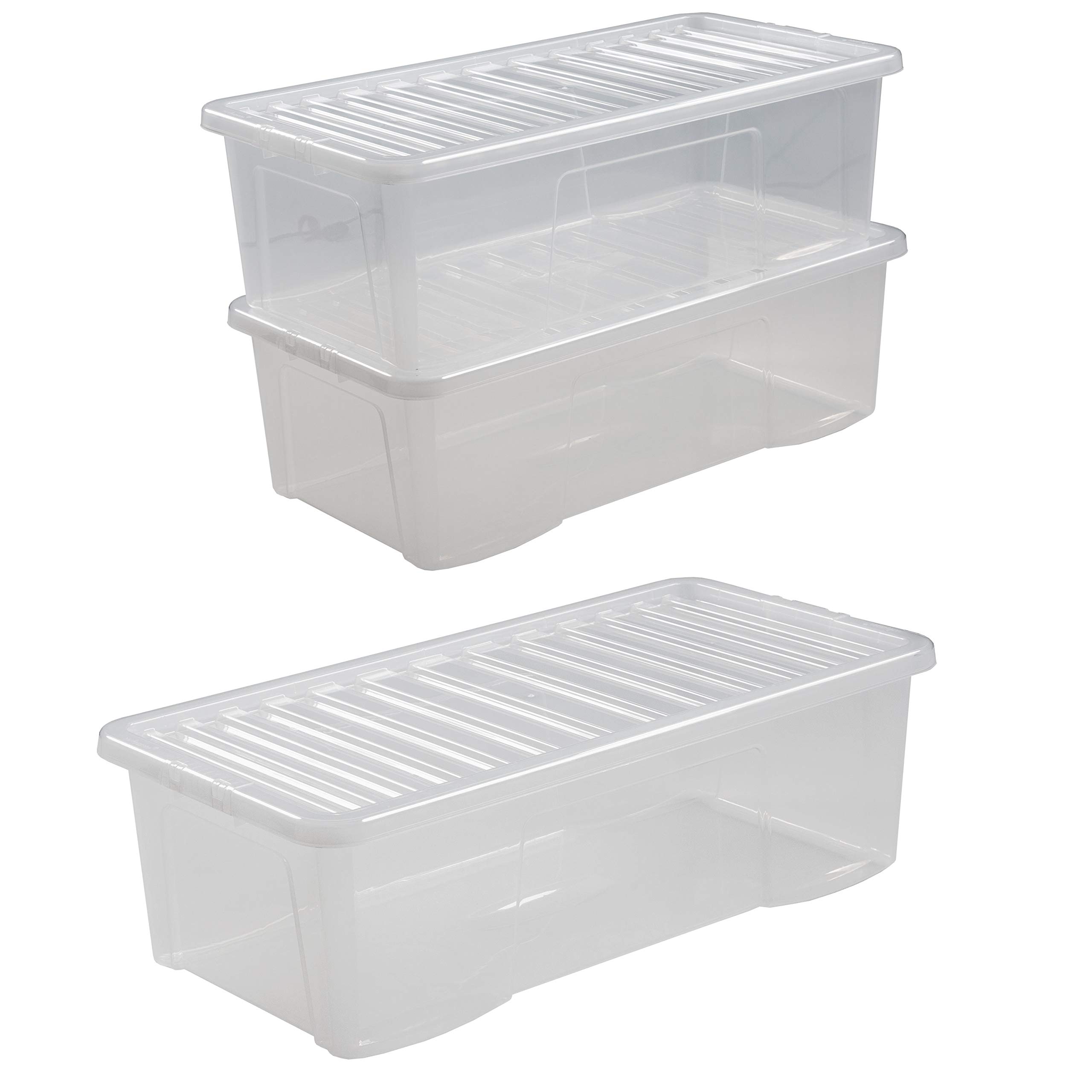 #11 3x Aufbewahrungsbox mit Deckel 62L 80x40x25cm transparent stapelbar