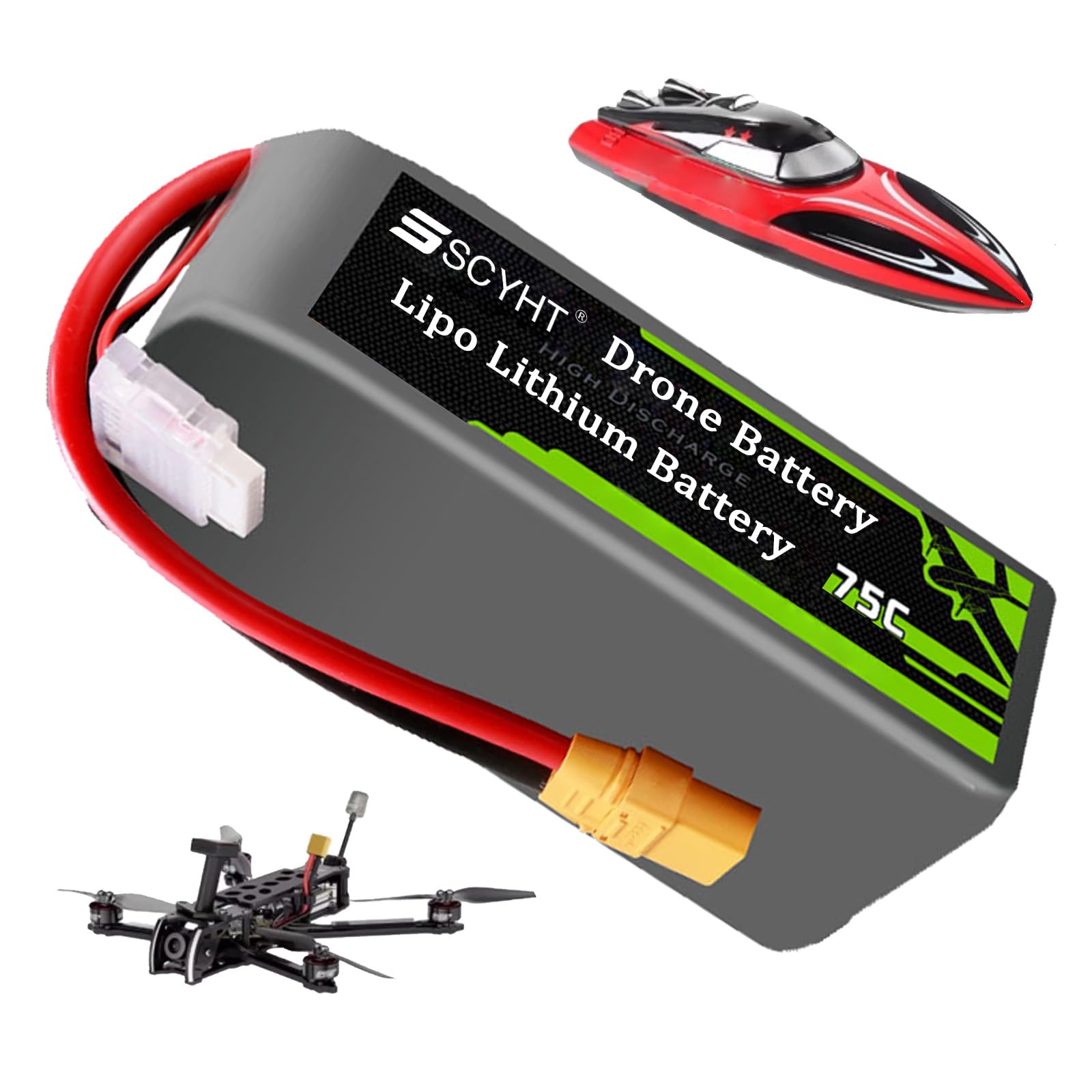 Batteria per Drone 4S 14,8V Batteria al Litio 6S 22,2V Batterie LiPo 7Ah Batterie Ricaricabili per Aeromodelli con Scheda di Protezione BMS Integrata e XT90,22.2v3300mah 75c