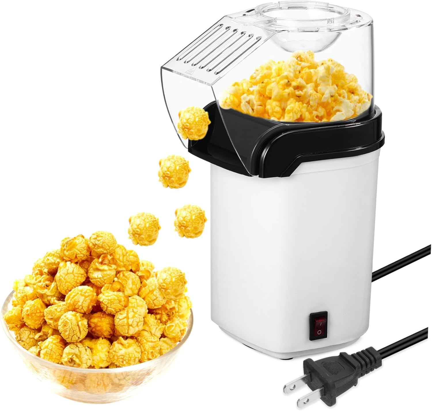 Cabilock 110v Air Popper Popcorn Machine Electric Popcorn Maker for Home Easy to Use Space-saving Design