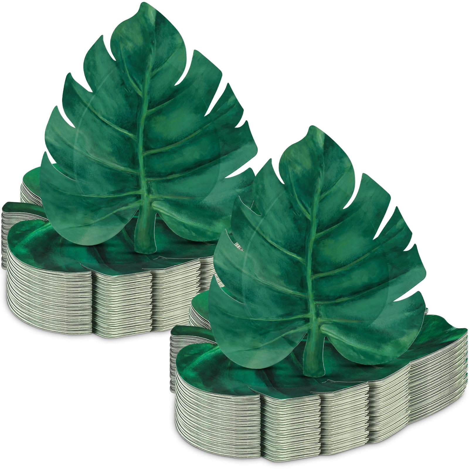 Suministros de fiesta de verano con platos de papel de hoja de tortuga y diseño de selva