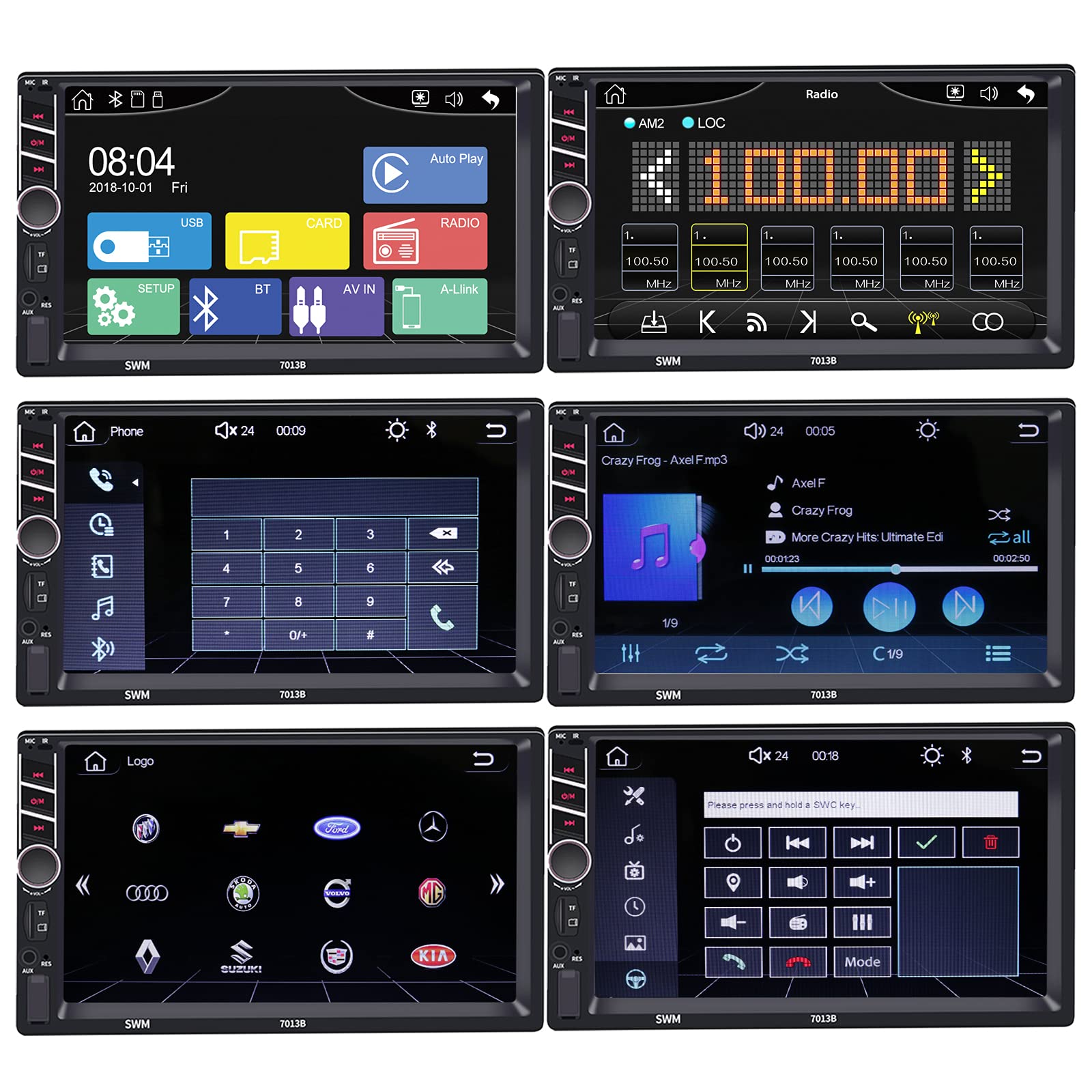 ZHNN 7 Inch Double Din Touchscreen Car Stereos Radio with Apple Carplay