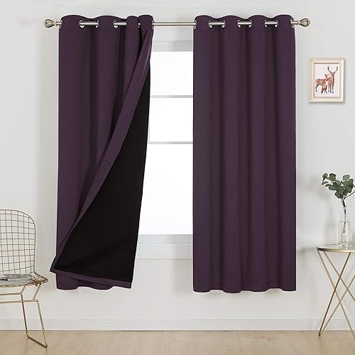 Miniatura 29 de Deconovo - Cortinas opacas 100% con forro, aisladas térmicamente, con reducción de ruido, certificadas por Oeko-TEX, con ojales en la parte Gris