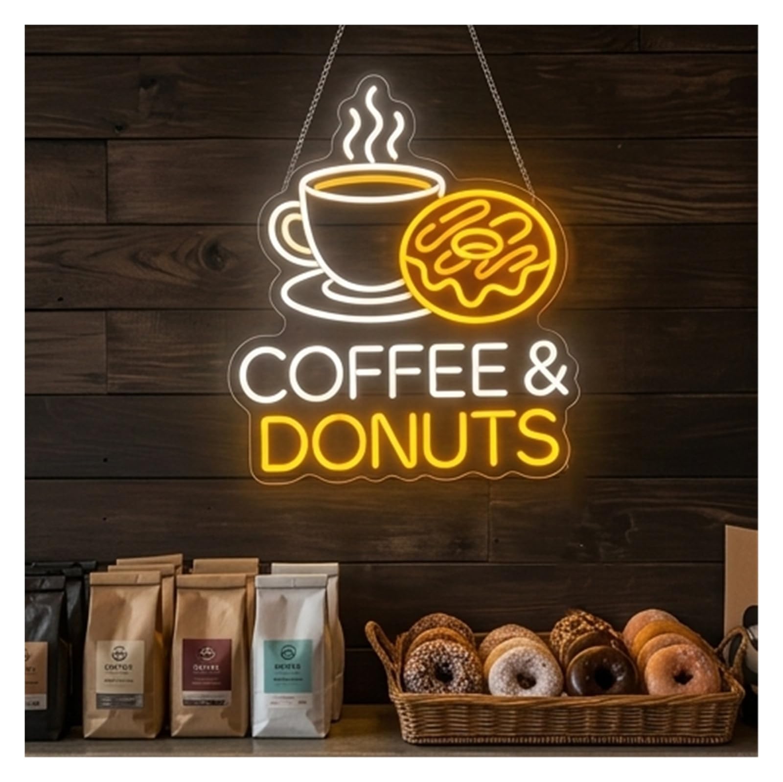 Decoración Lámparas Café Y Donut Letreros De Neón