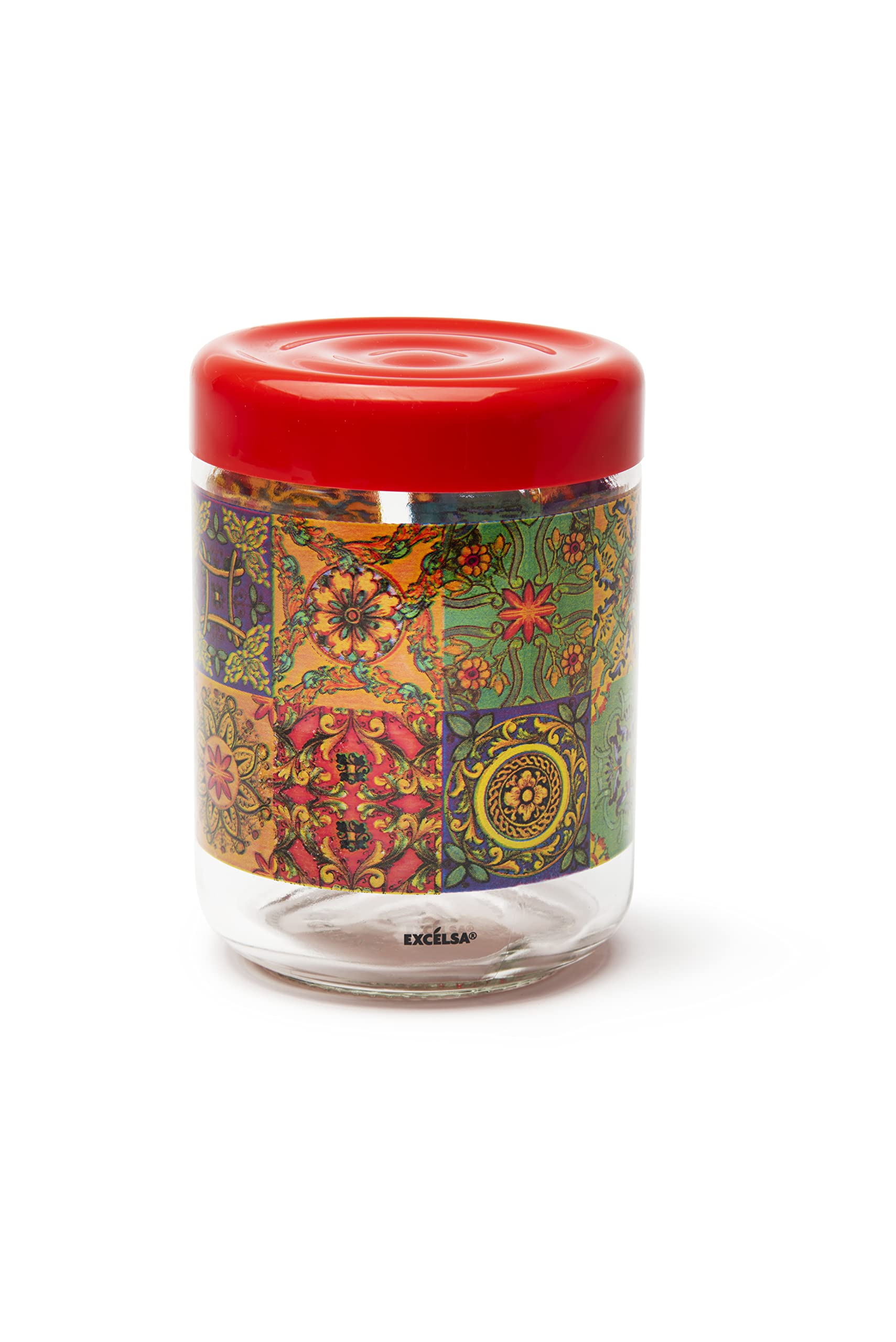 Excelsa Trinacria Jar with Lid, 800 Ml, Glass