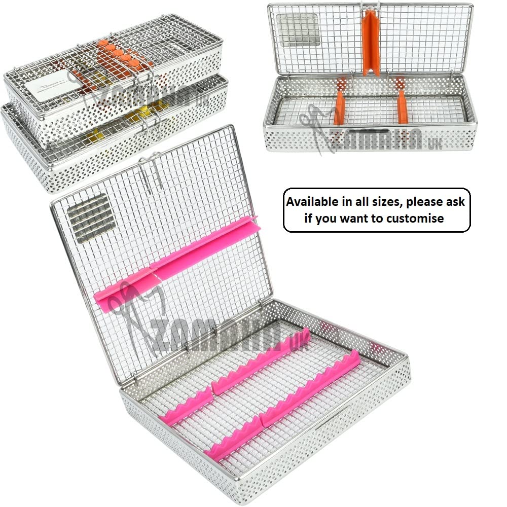 Caja de bandeja de casete de esterilización de autoclave de malla, diseño premium para dental, organizador de instrumentos para 05 piezas