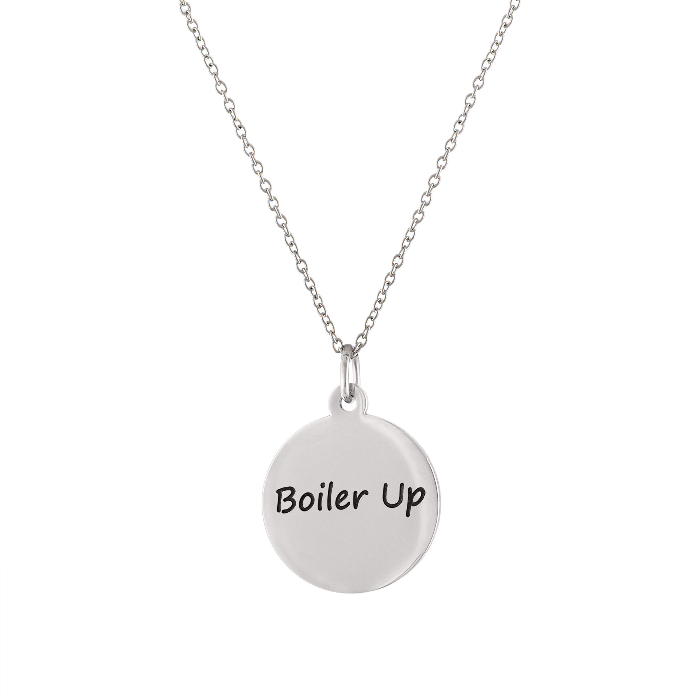 Stone ArmoryPurdue Jewelry for Women - BOILER UP Engraved Pendant Necklace - Hypoallergenic and Adjustable 16-18in - Purdue Fan Gear for Women