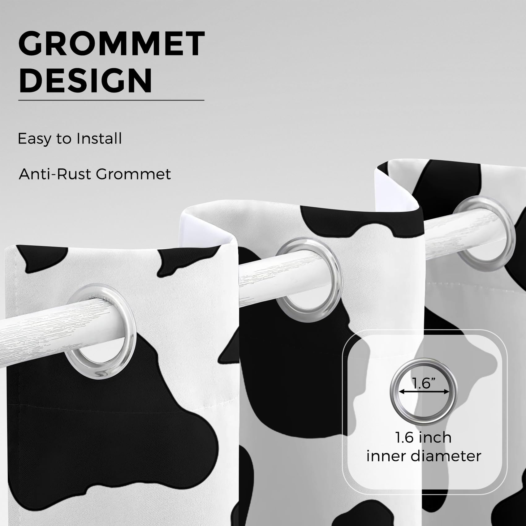 Generisch Kuhfleck Vorhänge Wohnzimmer, Vorhang Blickdicht Schwarz Weiß Tierdruck Gardinen mit Ösen Schlafzimmer, Thermo Verdunklungsvorhänge 2er Set H175 x B140 cm pw&20