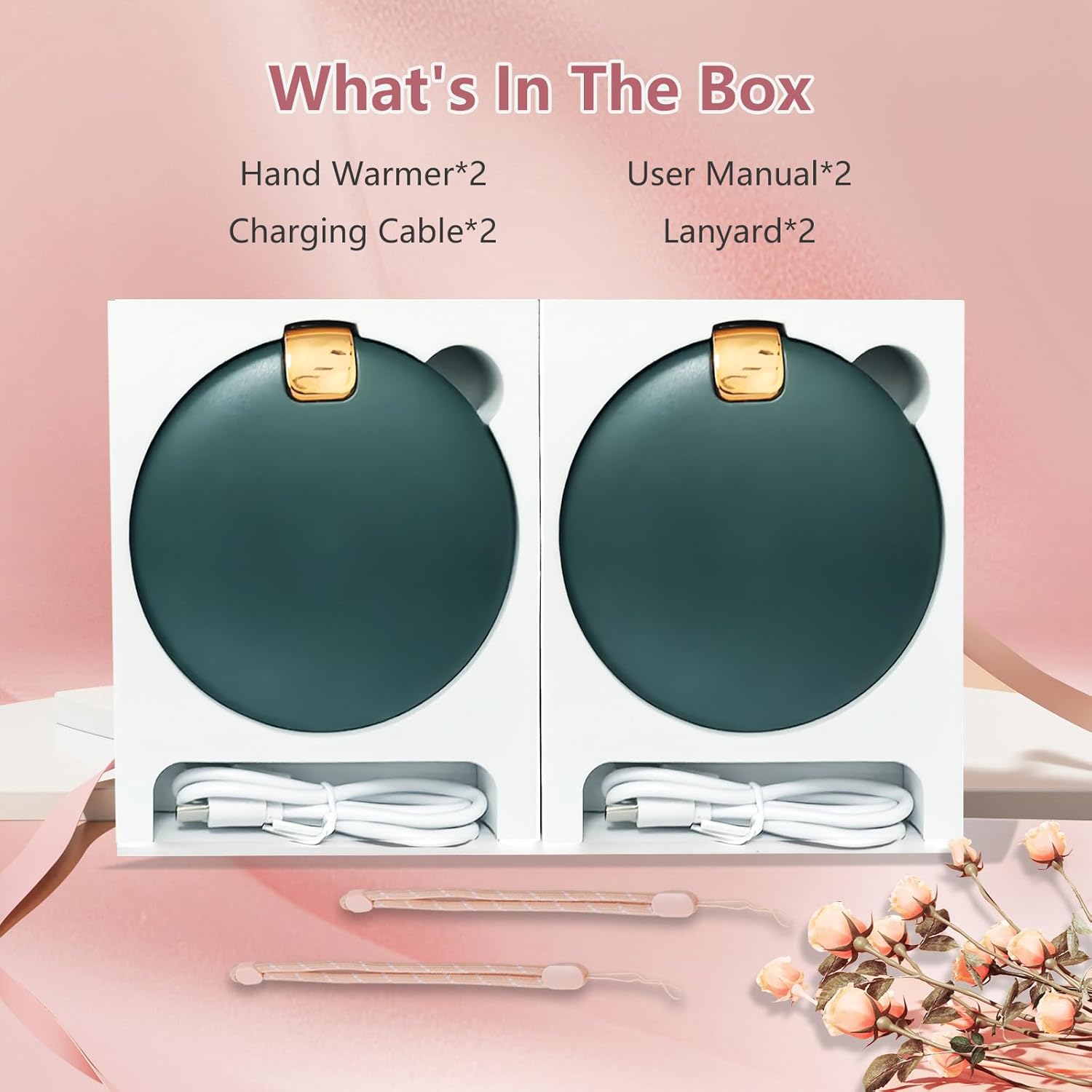 Rechargeable Hand Warmers 2 Pack with LED Lighted Makeup Mirror, 3-in-1 Charging Cable and Reusable Hand Warmers for Women, Men, Outdoor and Valentine's Day Best Gifts - Image 6